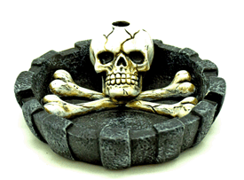 Skull and Crossbones Ashtray with Snuffer